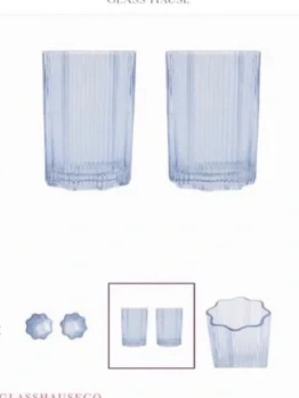 NIB Glass Hause Blue Ribbed Glasses